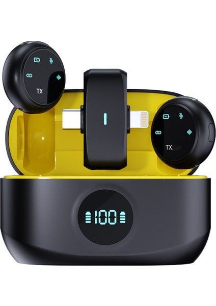 Kablosuz Profesyonel Ikili Yayın Yaka Mikrofonu – Şarj Kutulu, Mıknatıslı, Type-C & Lightning Çıkışlı, Uzun Pil Ömürlü