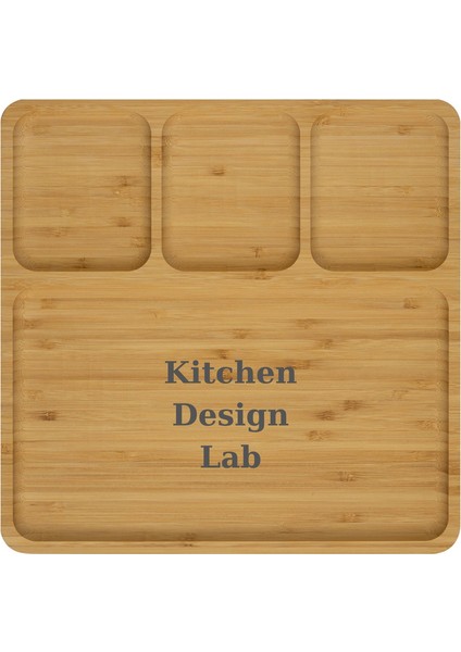 Bambu Sunum ve Kahvaltı Tabağı, Steak Sunum Tabağı Büyük Boy Bambu Tabak 4 Bölmeli