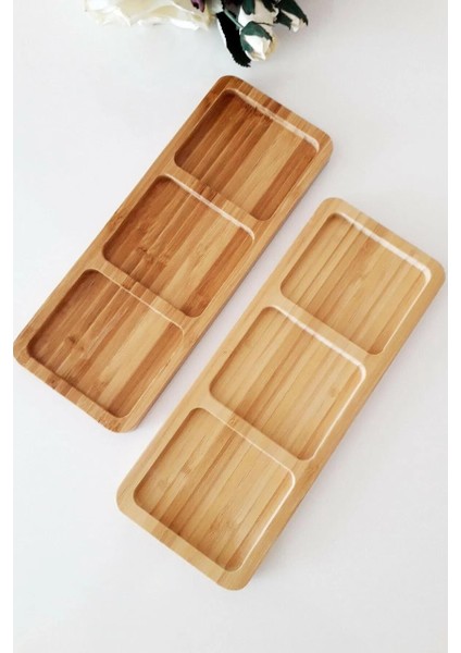 Bambu 3 Bölmeli Çerezlik Sunumluk Yağdanlık Şişe Standı 1 Adet fırsatları