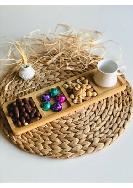 1 Adet Bambu 4 Bölmeli Çerezlik Sunumluk Yağdanlık Şişe Standı indirimleri