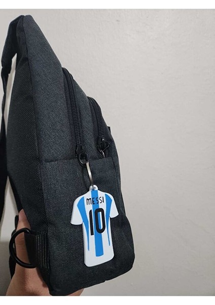 Messi Yazılı Minik Forma Anahtarlık / Çanta Süsü