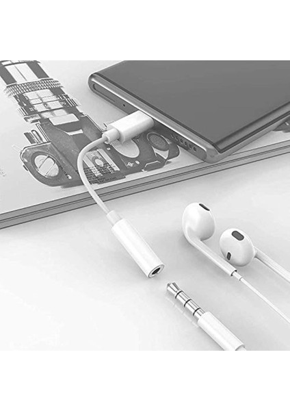 Yeni Çıkan Telefonlara Uyumlu Kulaklık Çevirici Aux 3.5mm Dönüştürücü Adaptör Type-C ile Uyumlu 1 Adet indirimleri