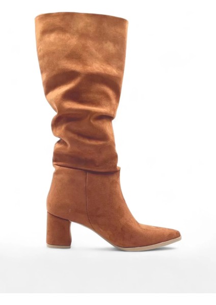 Sivri Burun Büzgü Kadın Topuklu Fermuarsız Çizme fiyatları