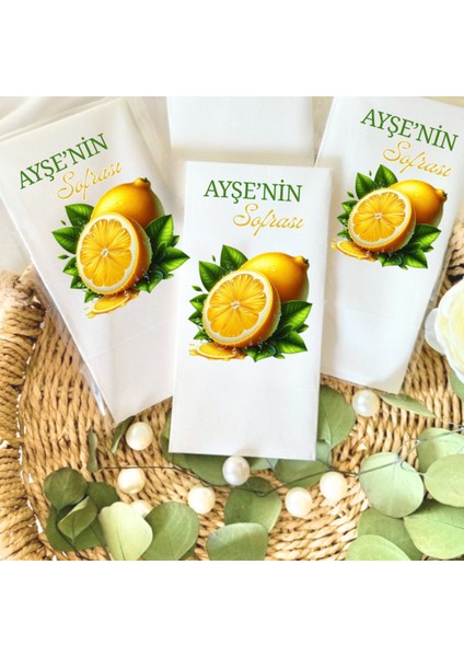 Kişiye Özel Limon Temalı Sunum Peçete 20 Adet