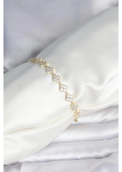 Bfs Zirkon Taşlı Pirinç Yonca Model Bileklik