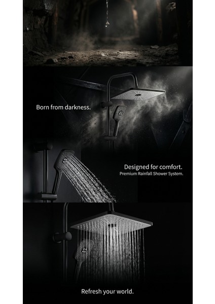 Vann Kolonlu Siyah Tepe Duş Seti 5 Yıl Garantili modelleri