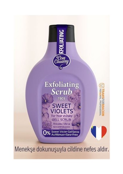 Hsnet Sweet Violets Vücut Peelingi 500 ml - Peeling Jel – 1903 Serisi 0% Sülfat Vücut Scrubı