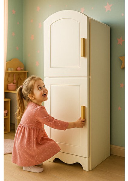 Beyaz Ahşap Oyuncak Buzdolabı Eğitici Özellikleri ile +3 Yaş Çocuklar İçin modelleri