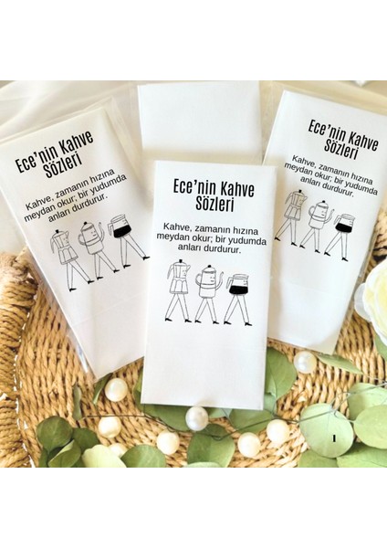 Kişiye Özel Kahve Sözleri Temalı Baskılı Peçete 20'li