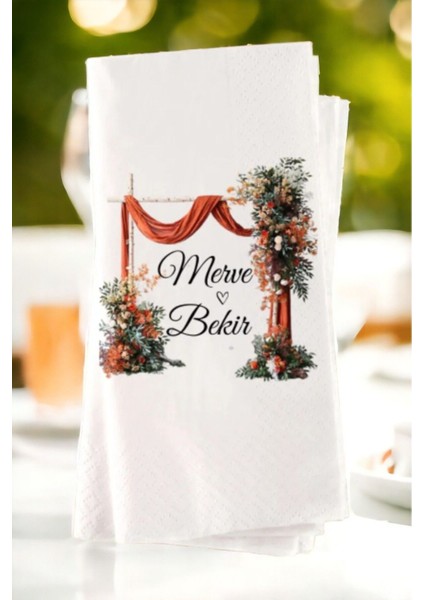 Kişiye Özel Söz, Nişan, Kına, Düğün Konsept Baskılı Sunum Peçetesi 20’li