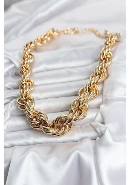 Pirinç Gold Renk Sarmal Halat Model Kadın Kolye - TJ-BKO10634 modelleri