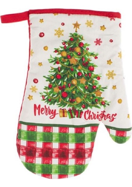 Yılbaşı Özel Mutfak Seti Yılbaşı Ağaç Desenli 2 Parça Fırın Eldiveni & Tutacak – Kırmızı fiyatları