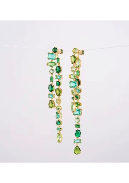 Swa Gema Yeşil Damla Küpeler modelleri