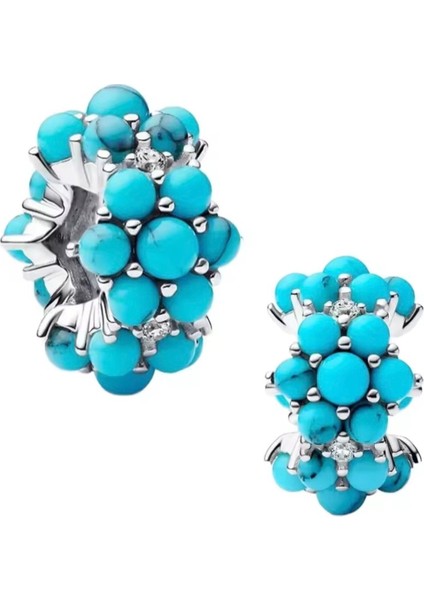 Gümüş Turkuaz Renkli Okyanus Charm