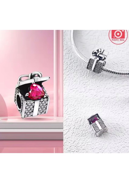 Gümüş Işıltılı Hediye Kutusu Charm fiyatları