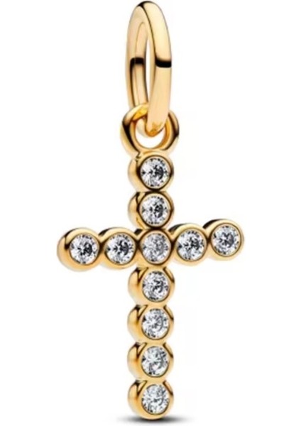 Gümüş Gold Zirkon Taşlı Haç Charm Kolye Ucu fiyatları