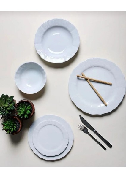 Porselen Wavy 24 Parça 6 Kişilik Yemek Takımı