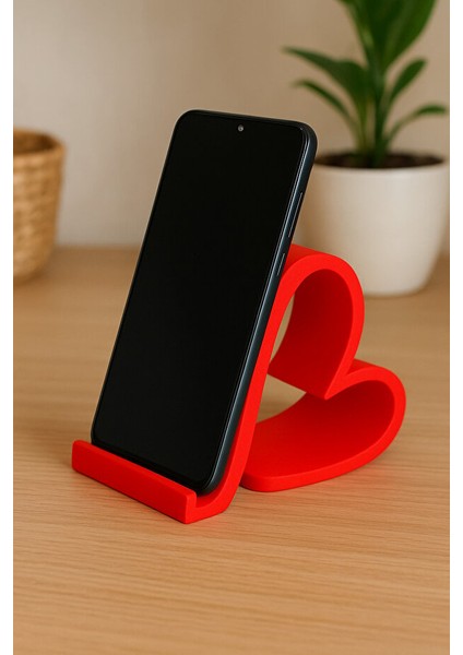 Kalpli Telefon Tutacağı Masaüstü / Telefon Standı Kırmızı