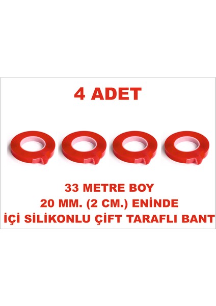Çift Taraflı Silikon Bant 33 M. Uzunlukta 20 mm Eninde 4 Adet Birlikte Gönderilir