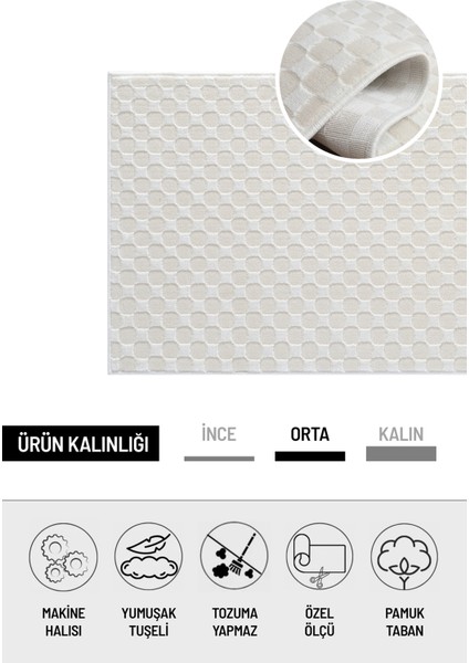 Krem Bohem Modern Halı – Antialerjik, Antibakteriyel, Toz Tutmaz Salon & Yolluk