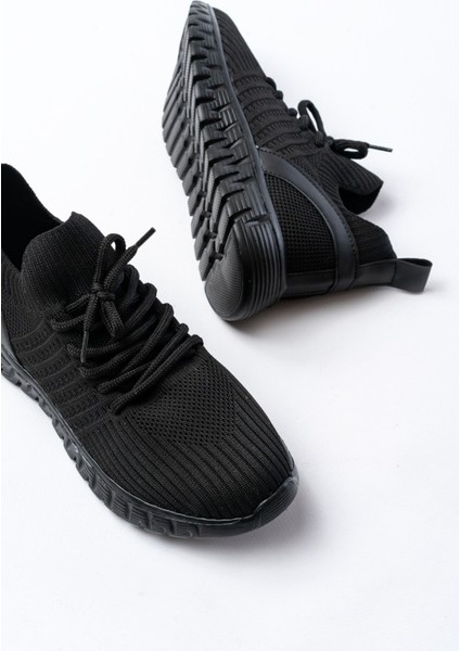 ZRİN-501 Siyah Bağcıklı Rahat Taban Günlük Triko Spor Ayakkabı indirimleri