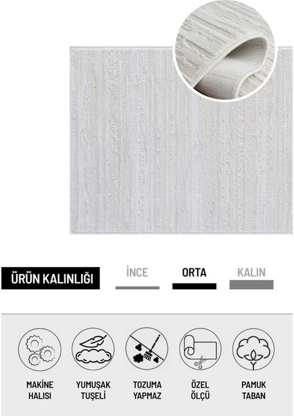 Krem Çizgili Modern Halı – Antialerjik, Antibakteriyel, Toz Tutmaz Salon & Yolluk