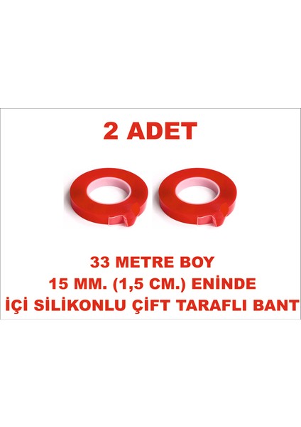 Çift Taraflı Silikon Bant 33 M. Uzunlukta 15 mm Eninde 2 Adet Birlikte Gönderilir