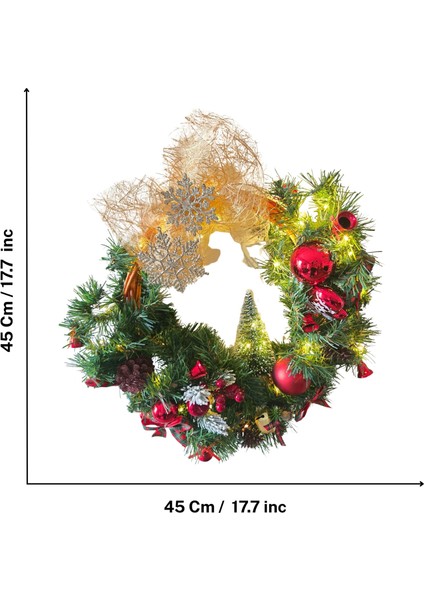 Işıklı Yılbaşı Kapı ve Duvar Süsü – El Yapımı Kırmızı & Altın Noel Dekoru indirimleri