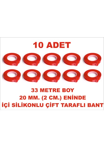Çift Taraflı Silikon Bant 33 M. Uzunlukta 20 mm Eninde 10 Adet Birlikte Gönderilir