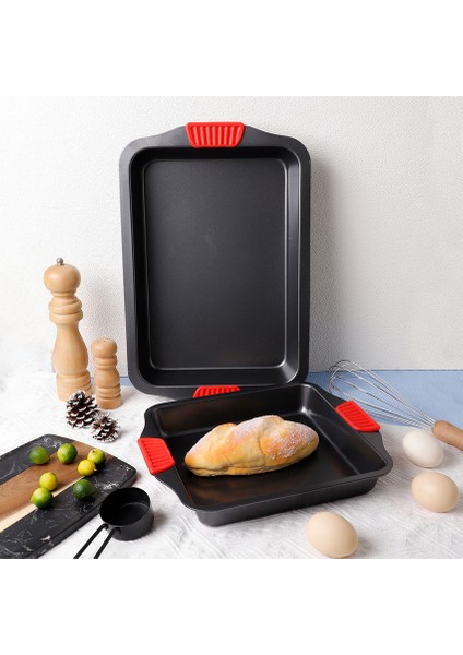 Karbon Siyah Çelik Büyük Boy Fırın Tepsisi 24 x 40 x 7 cm - 1 Adet modelleri