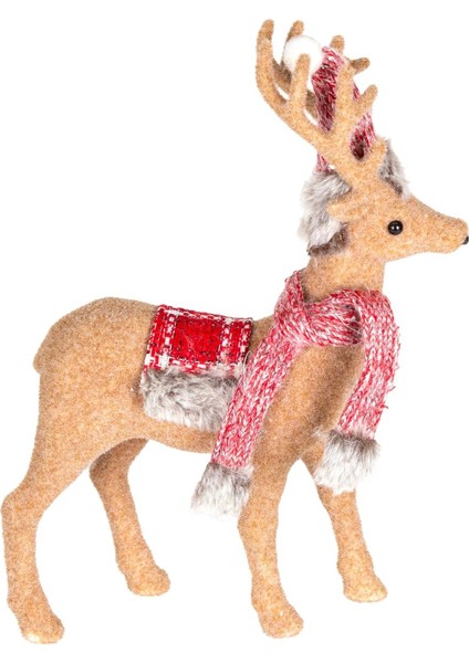 Yılbaşı Süsü Geyik Şapkalı Kahverengi 23X32 Cm.