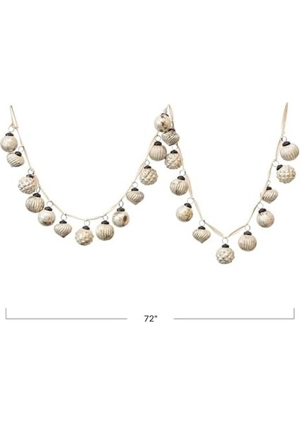 Co-Op Kabartmalı Cıva Cam Top Süs Garland, Sıkıntılı Mat Krem fiyatları