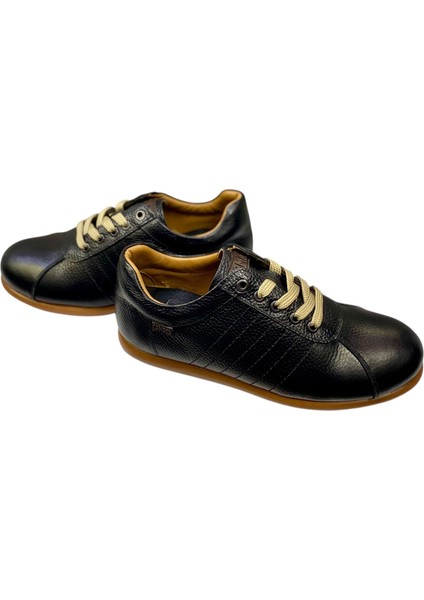 Erkek Bağcıklı Iç ve Dış Yüzey Deri Kauçuk Taban Günlük CASUAL777-1-SİYAH