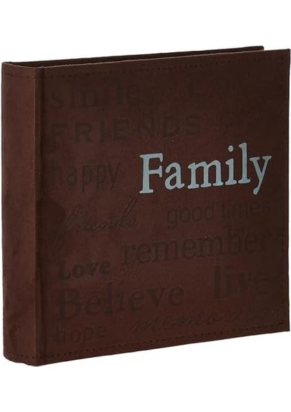 Familie Text Genäht Velourslederimitat Cover Foto Album, Braun