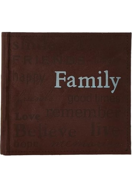 Familie Text Genäht Velourslederimitat Cover Foto Album, Braun modelleri