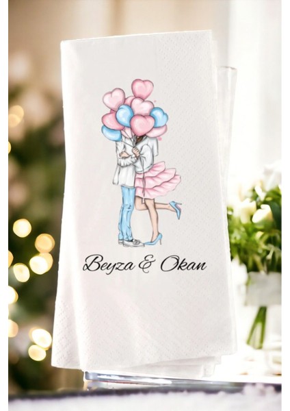 Kişiye Özel Söz, Nişan, Kına, Düğün Konsept Baskılı Sunum Peçetesi 20’li