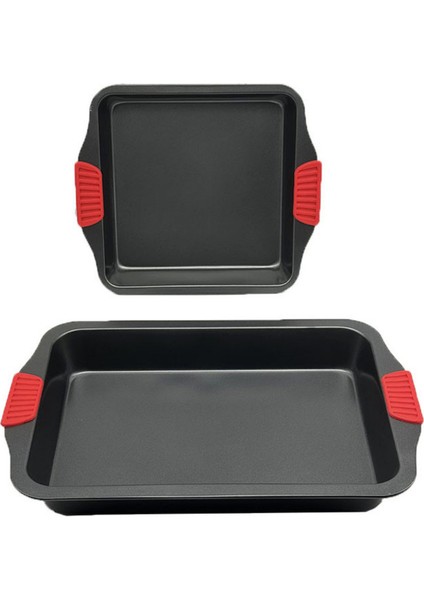 Karbon Siyah Çelik Orta ve Büyük Boy Fırın Tepsisi 24 x 40 x 7 cm - 2 Adet
