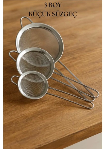 Paslanmaz Çelik 3lü Süzgeç Seti 10-12-14 cm fiyatları