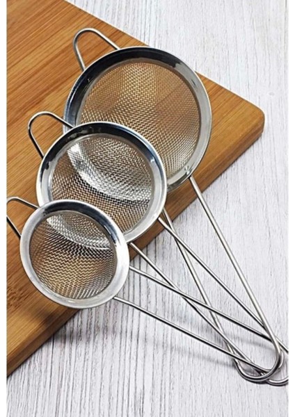 Paslanmaz Çelik 3lü Süzgeç Seti 10-12-14 cm modelleri