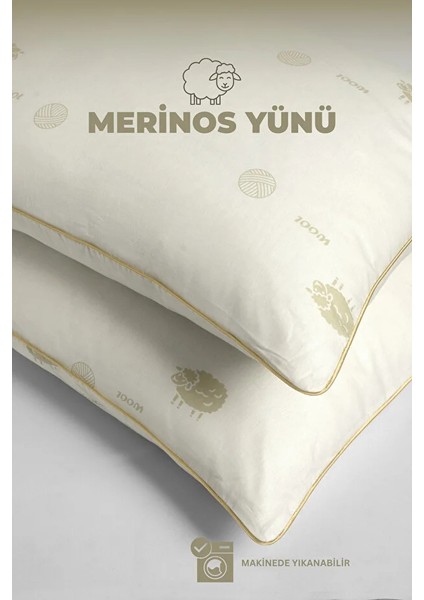 1 Adet Premium %100 Doğal Yün Yastık | Merinos Yünü Yastık 50 x 70 cm