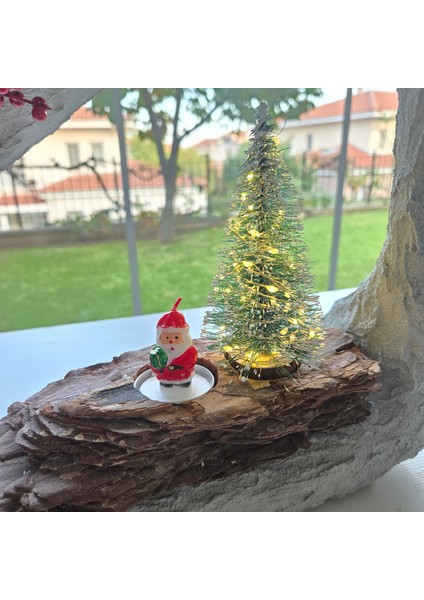 Işıklı El Yapımı Yılbaşı Masa Dekoru – Beton Form Noel Sahnesi & Mini Ağaçlı LED Işıklı Süs fırsatları