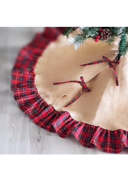 Yılbaşı Ağaç Eteği Jüt Kırmızı Ekose fiyatları