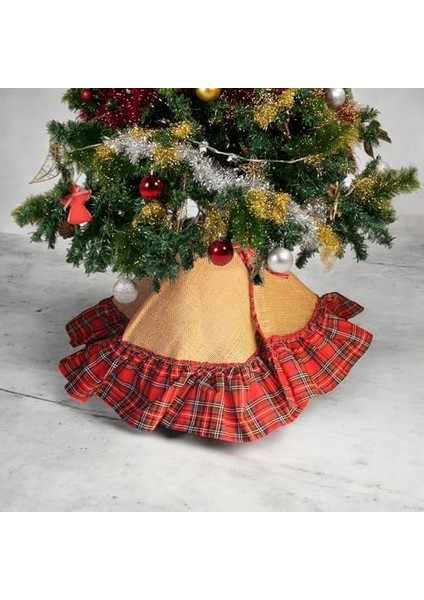 Yılbaşı Ağaç Eteği Jüt Kırmızı Ekose modelleri