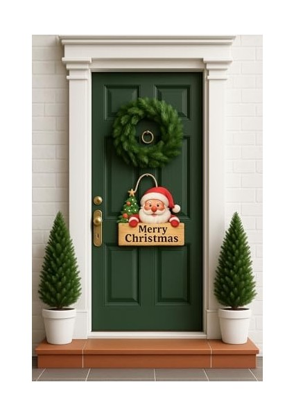 Gülümseyen Babalı Ahşap Kapı Süsü Yılbaşı Mazemeleri Yılbaşı Temalı Hediyeler Yılbaşı Süsü (20-25 Cm) fiyatları