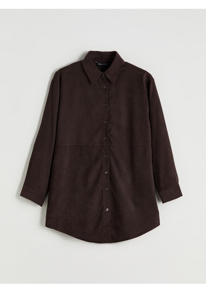 Yeni Sezon Süet Görünümlü Kadın Gömlek Tunik