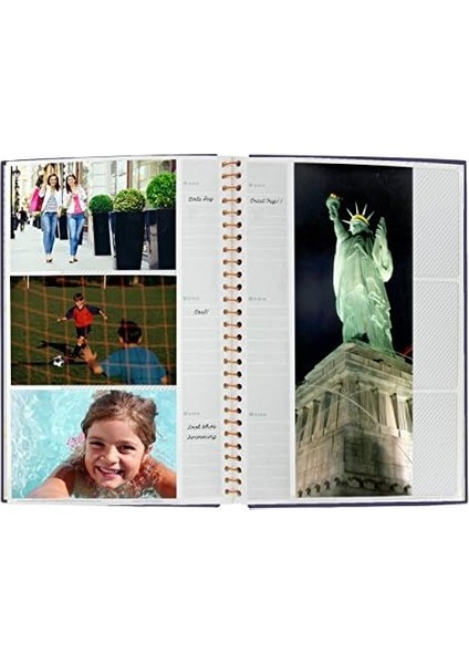 (Bay Blue) - Bi-Directional 300 10CM x 15CM Metal Coil Bound Album With Accented Bay Blue Leatherette Cover modelleri