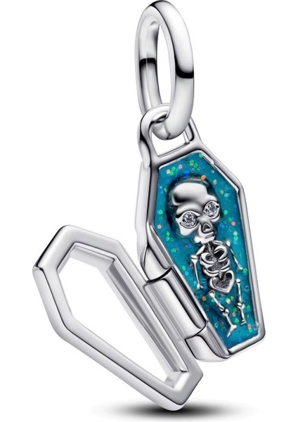 Gümüş Karanlıkta Parlayan Açılanilir Tabut Charm