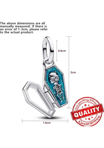 Gümüş Karanlıkta Parlayan Açılanilir Tabut Charm fiyatları