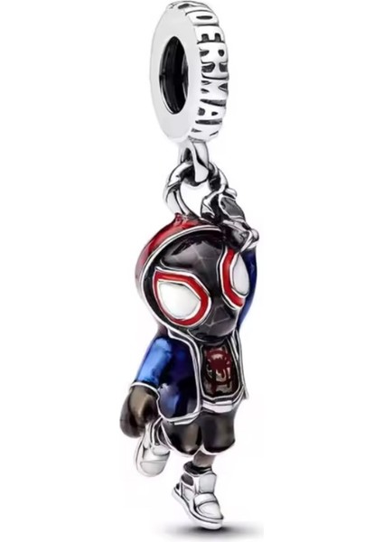 S925 Marvel Spider-Man Miles Morales Sallantılı Charm