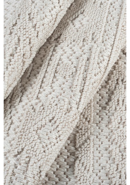 Krem Bukle Dokuma Halı – Yumuşak Dokulu, Antialerjik, Kaymaz Taban – Salon, Oturma Odası ve Koridor Halısı